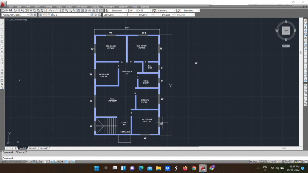 26’X40′ HOME LINE PLAN