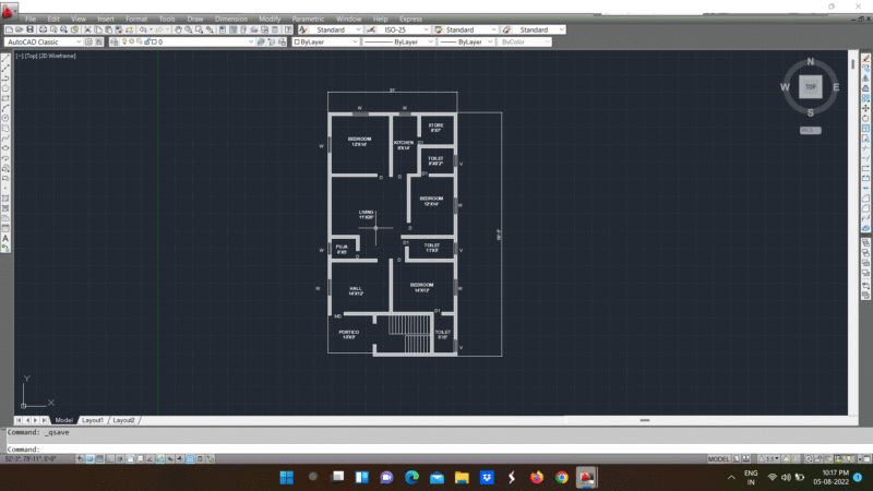 31′ X 58’5″ HOME LINE PLAN AUTOCAD