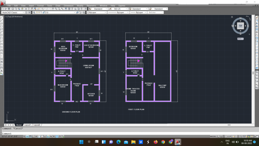 30′ X 40′ HOME LINE PLAN AUTOCAD