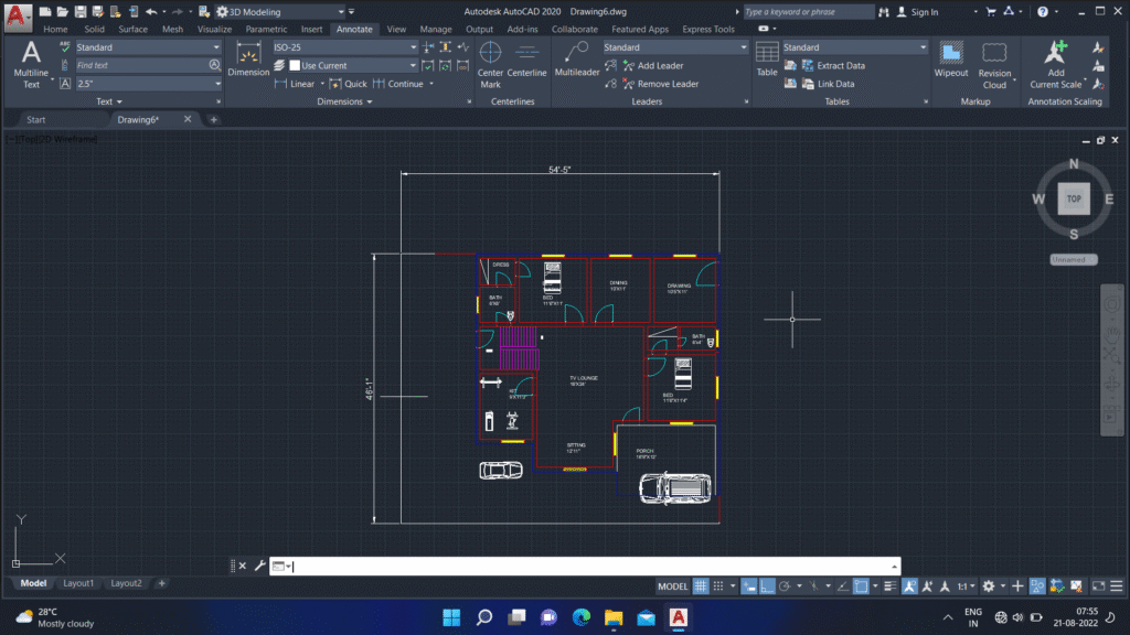 54’5″ x46’1″ home line plan