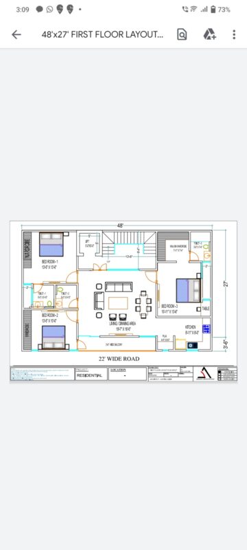 FLOOR LAYOUT PLAN 48′ X 27′