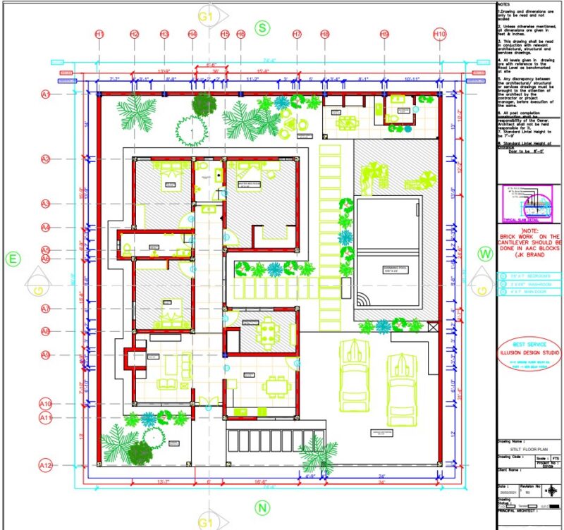 74′ x 80′ villa house plan
