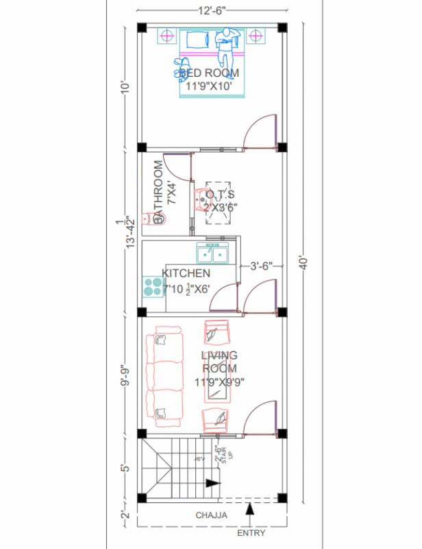 HOUSE PLAN 12.5X40