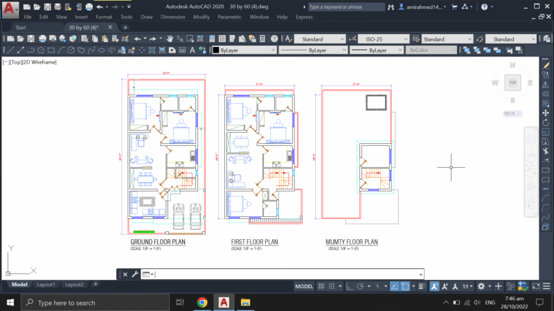 30′ by 60′ Plot House Plan 04 DWG,PDF,JPG File