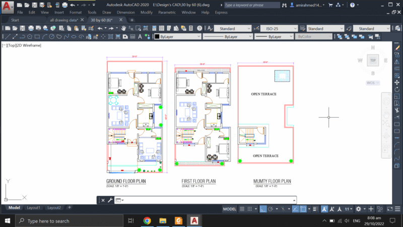 30′ by 60′ Plot House Plan 06 DWG,PDF,JPG File