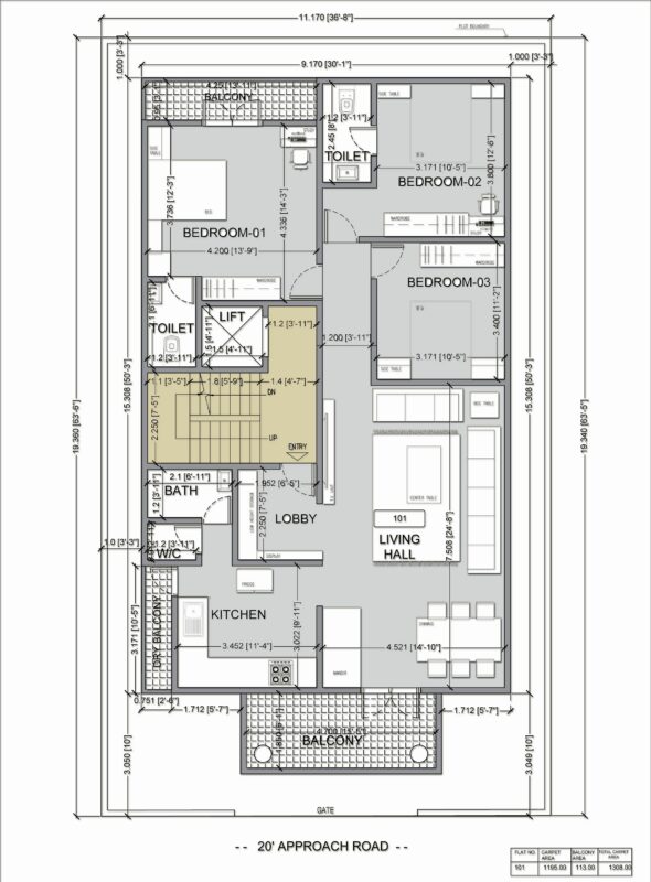1500 sq.ft. Apartment plan