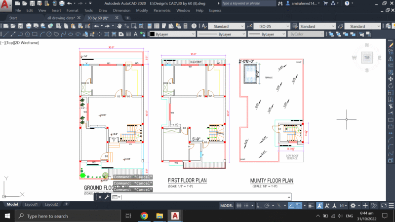 30′ by 60′ Plot House Plan 08 DWG,PDF,JPG File