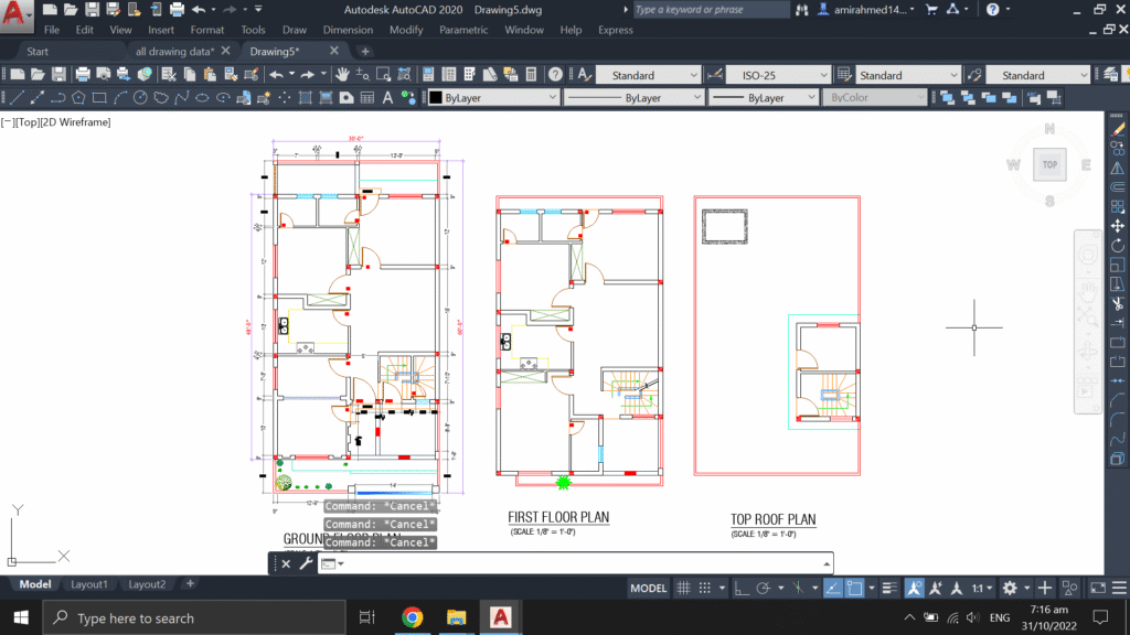 30′ by 60′ Plot House Plan 09 corner DWG,PDF,JPG File