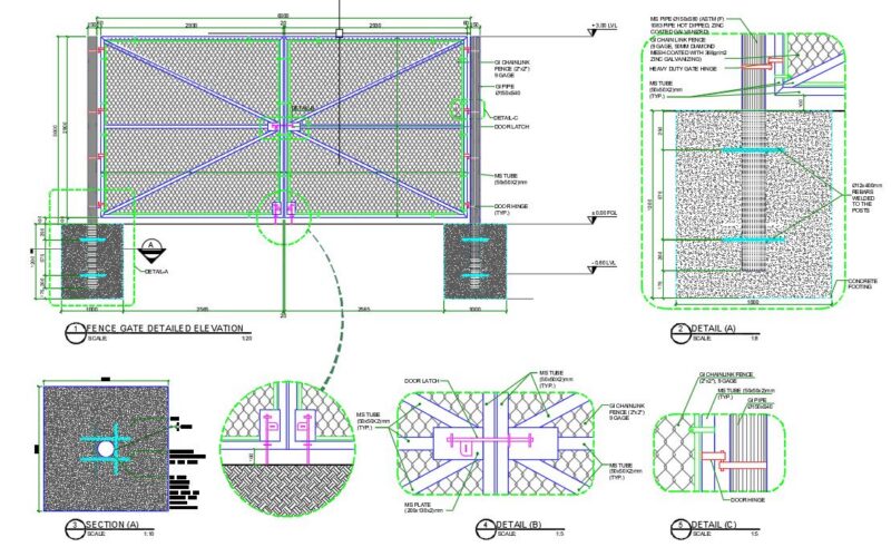 TYPICAL FENCE GATE DETAIL DRAWINGS