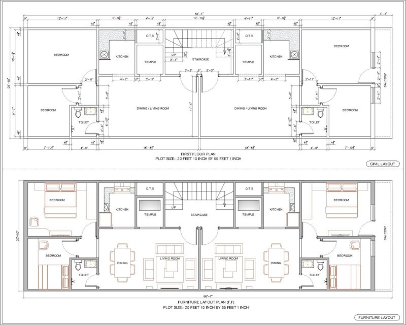 20 feet 10 inch by 66 feet 1 inch – First Floor Plan