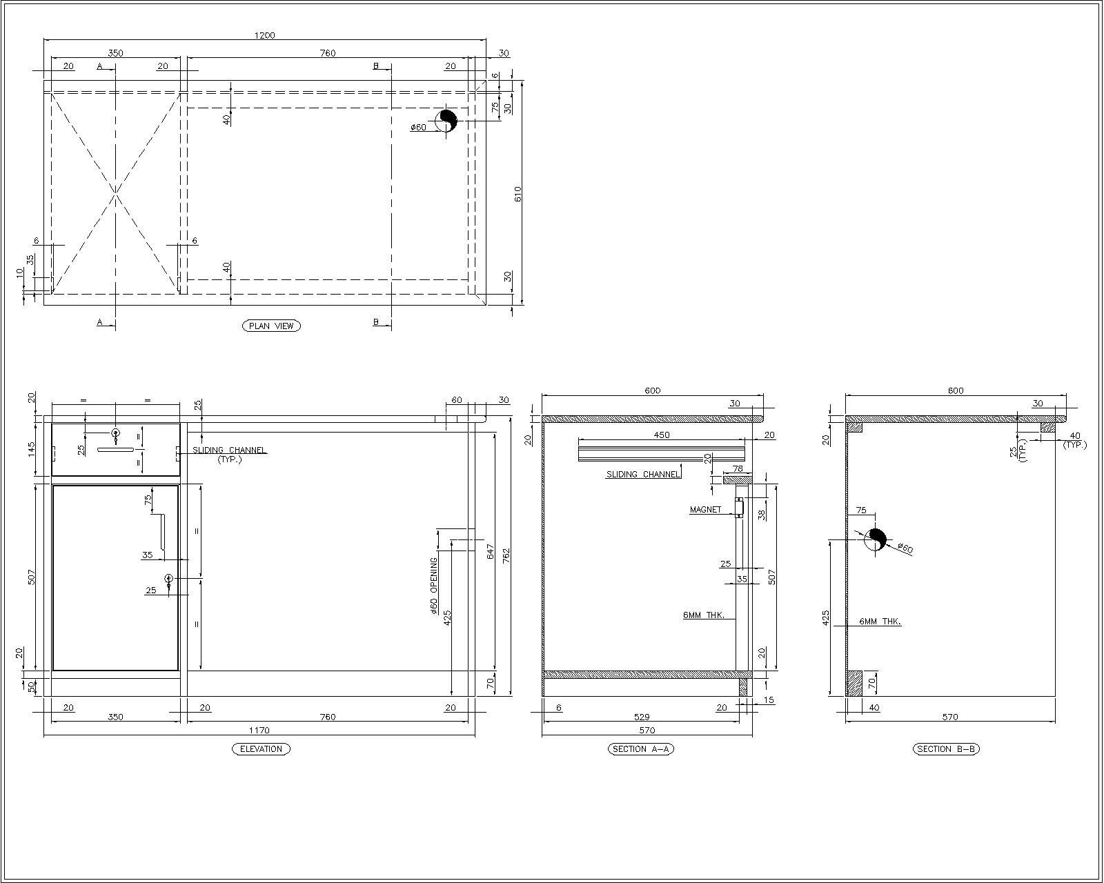 Computer Table Detail Drawing Designs CAD
