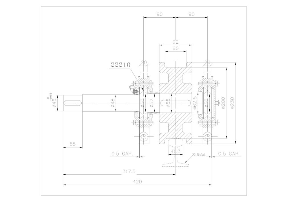 ∅200 CT DRIVING & TRAILING WHEEL ASSLY. WITH DETAIL