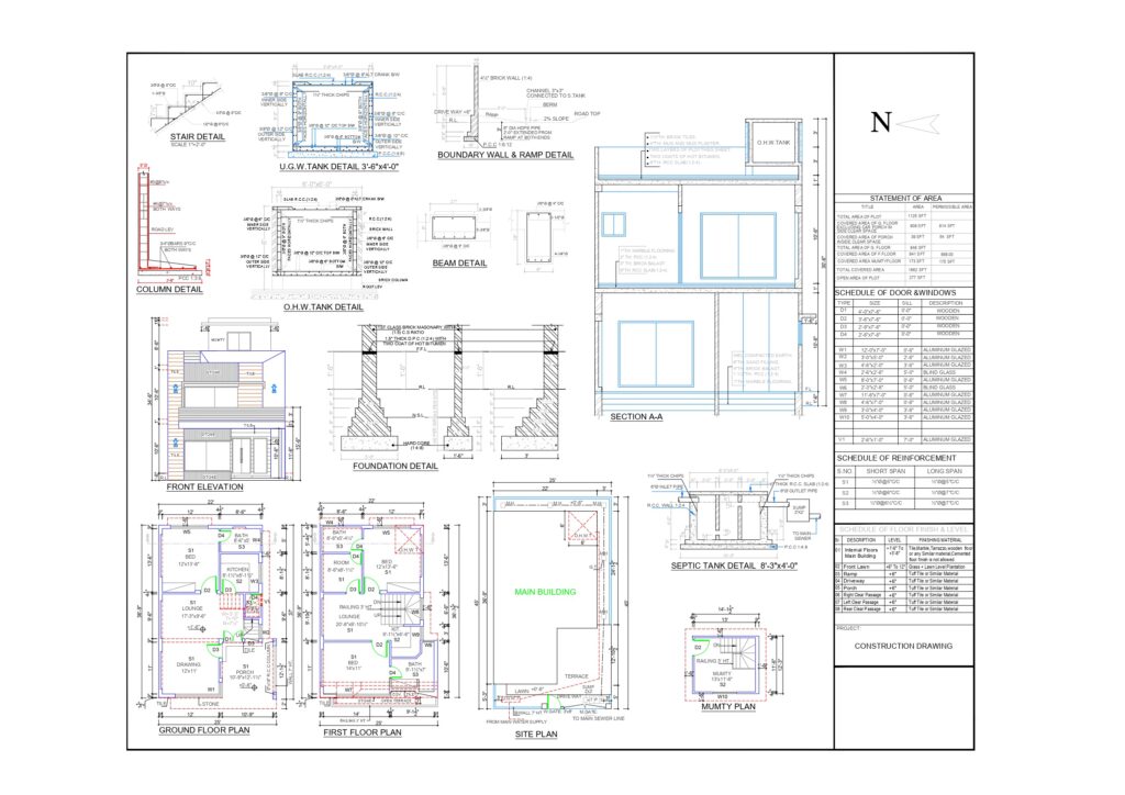 Complete set of Construction Drawings for House