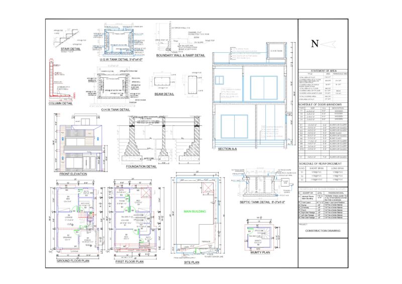 Complete set of Construction Drawings for House