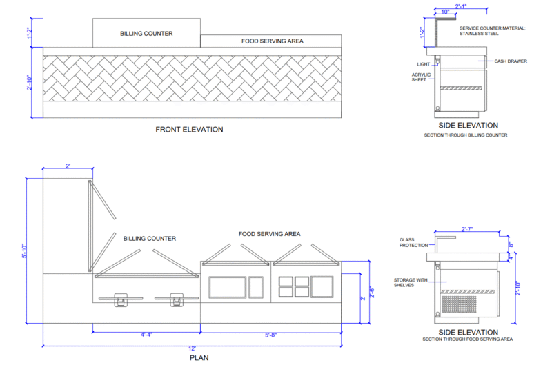Food service counter details