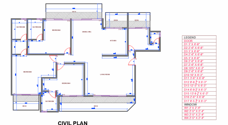 3bhk civil plan