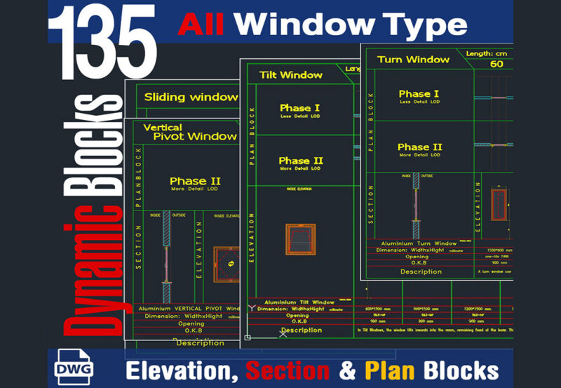 Window Dynamic CAD Blocks