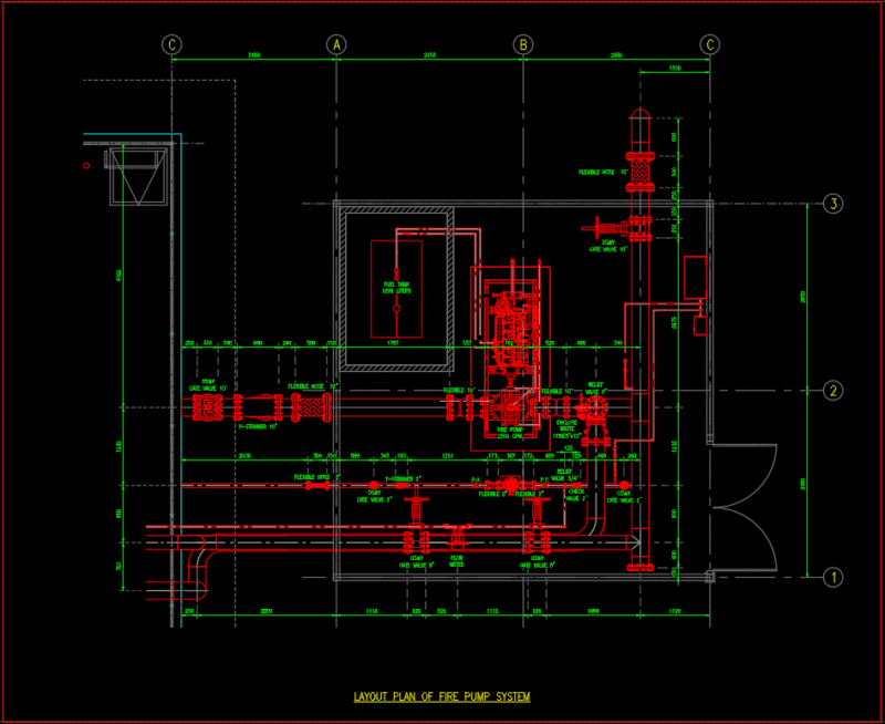 Plan horizontal fire pump system