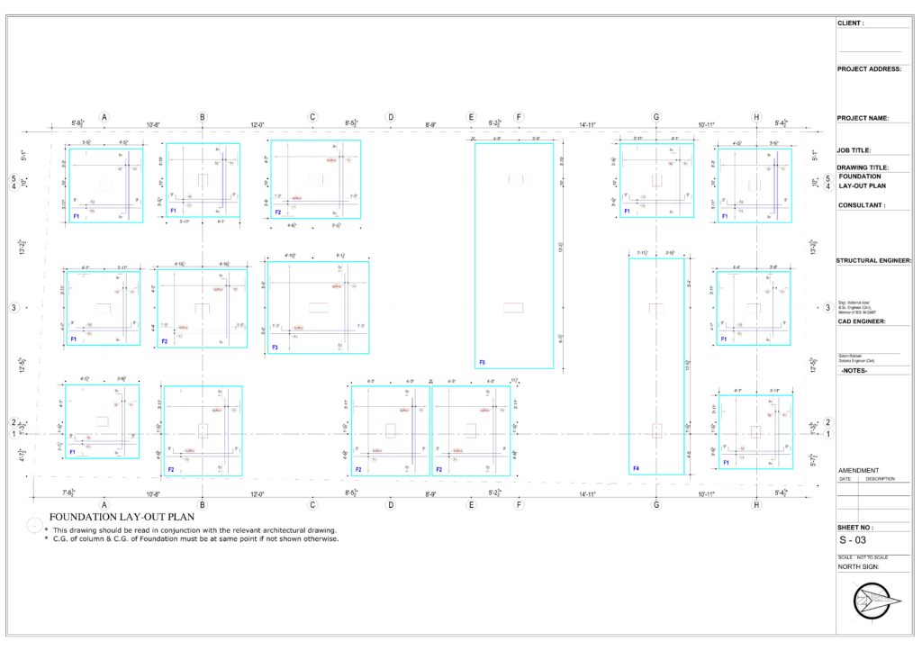 Structural Drawing of G+3 Storied Residential Building