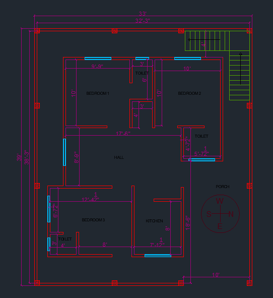 1287 square feet plan • Designs CAD
