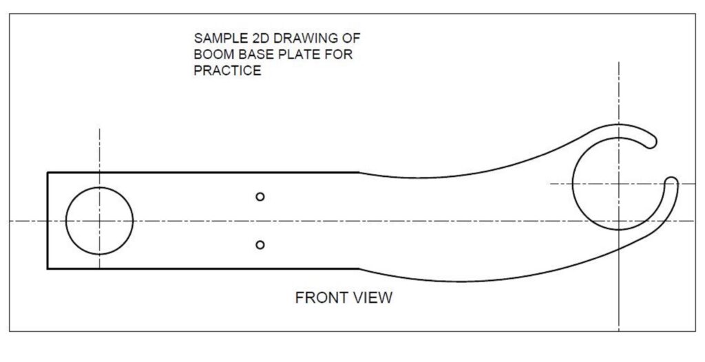BOOM BASE PLATE 2D DRAWING WITH ALL DIMENSIONS IN MM