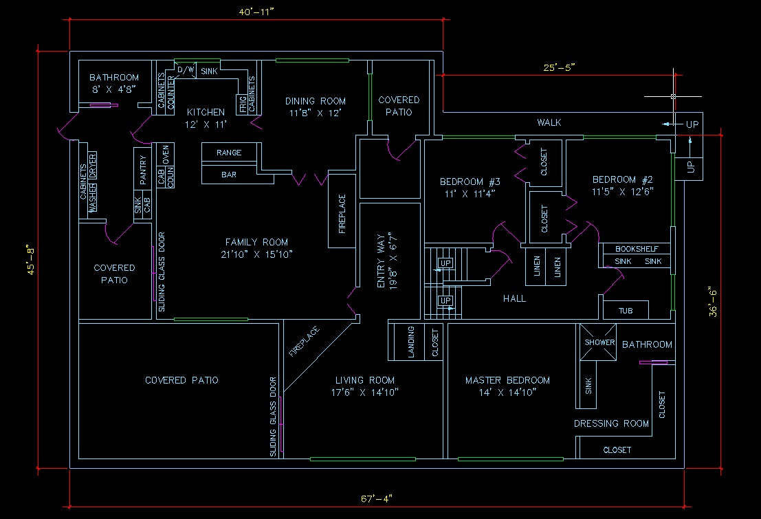 Single story house Plane DWG | Designs CAD