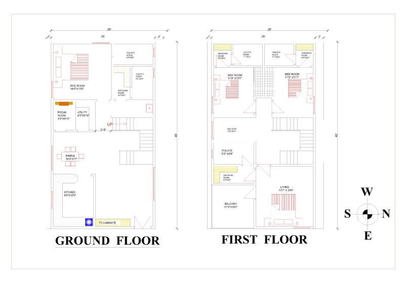 28′ x 45′ East Face Duplex House