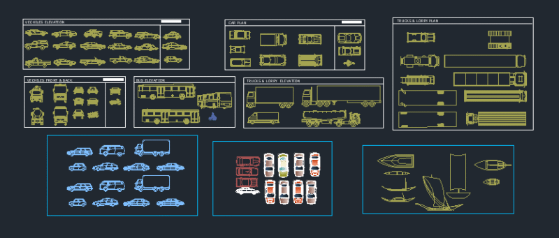Car, Bus, Lorry & Trucks AutoCAD File