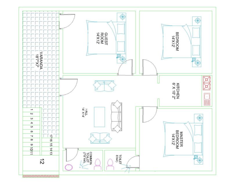 3 BHK HOUSE PLAN