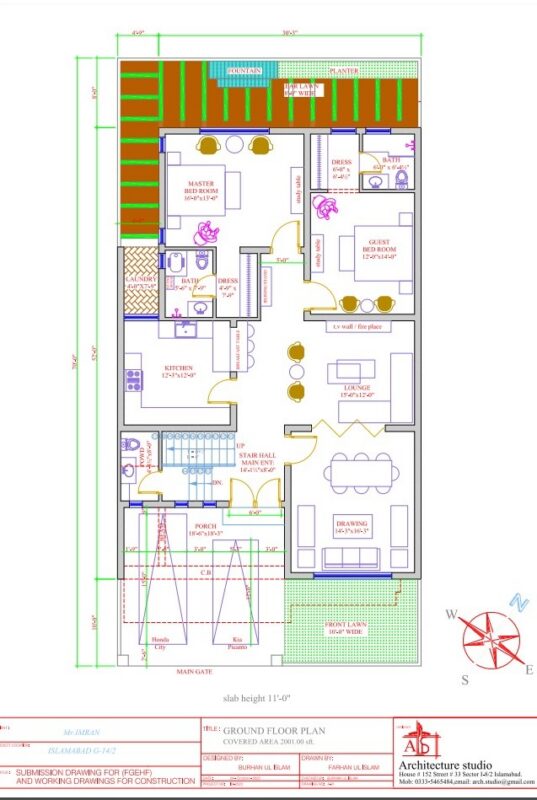 House Ground Floor Plan (35×70)Sq ft