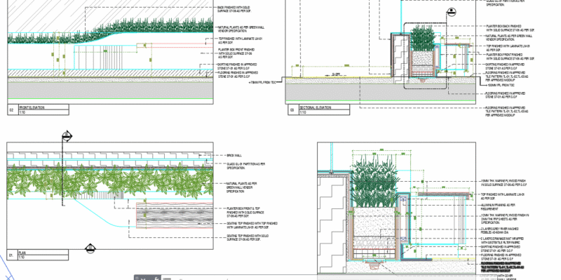 Planter Box with Glass Panel details