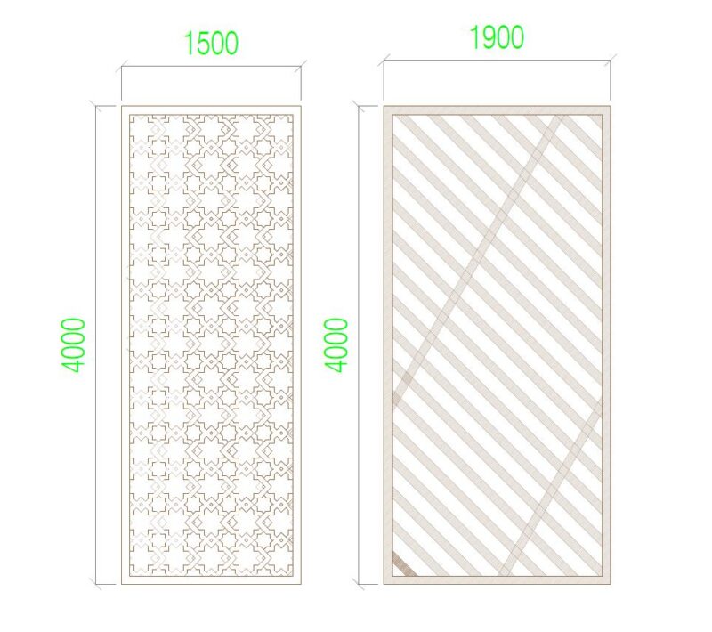 Wooden Grill or Mashrabiya Size-1500/1900 x 4000