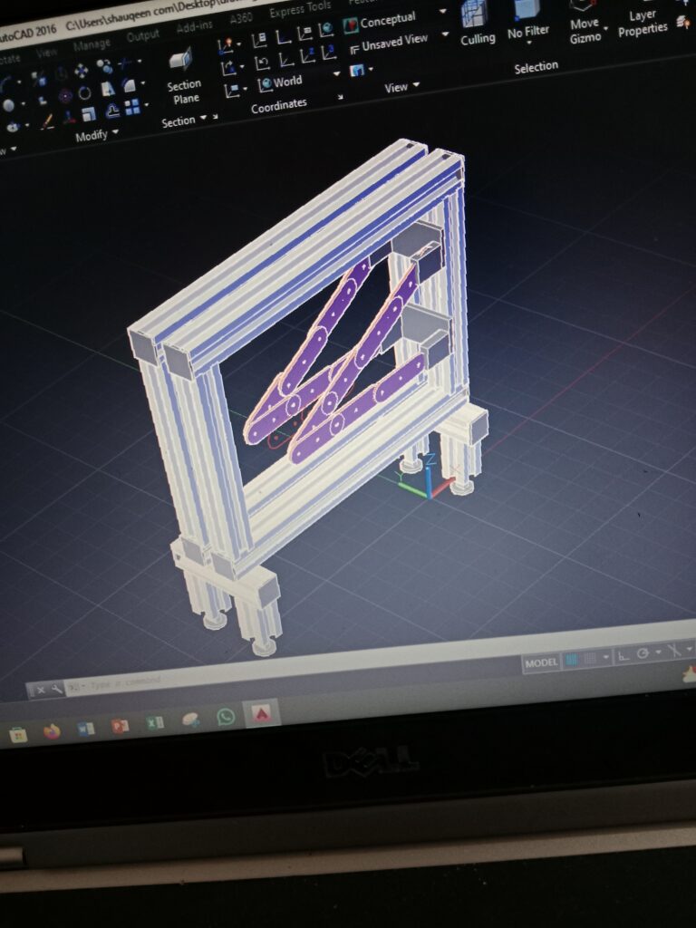 Deflection of trusses and bench mounted frame autocad drawing