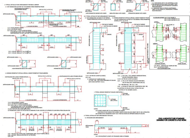 Civil & Architecture Standard Drawing for Concrete & Pile Work