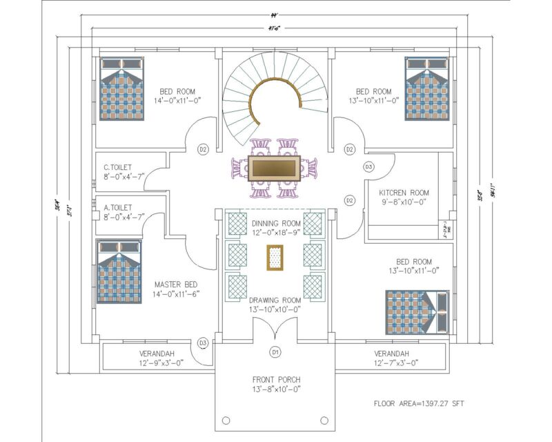 4BHK Duplex house design