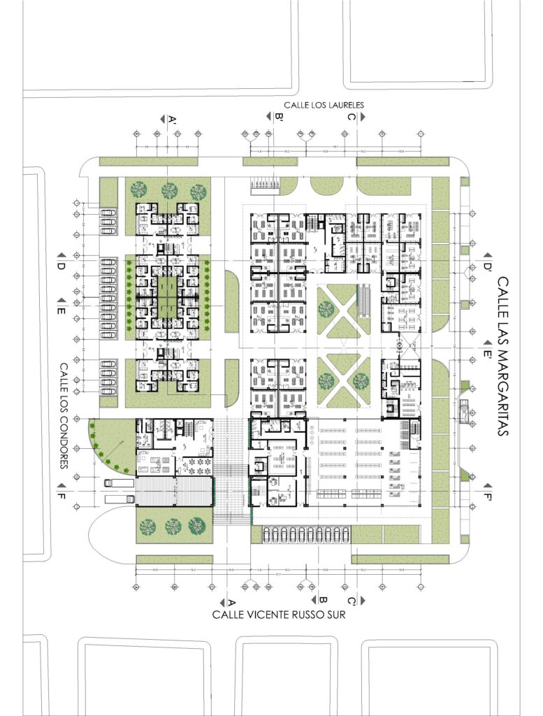 Edificio hibrido-comercio-Hotel en autoCAD biblio