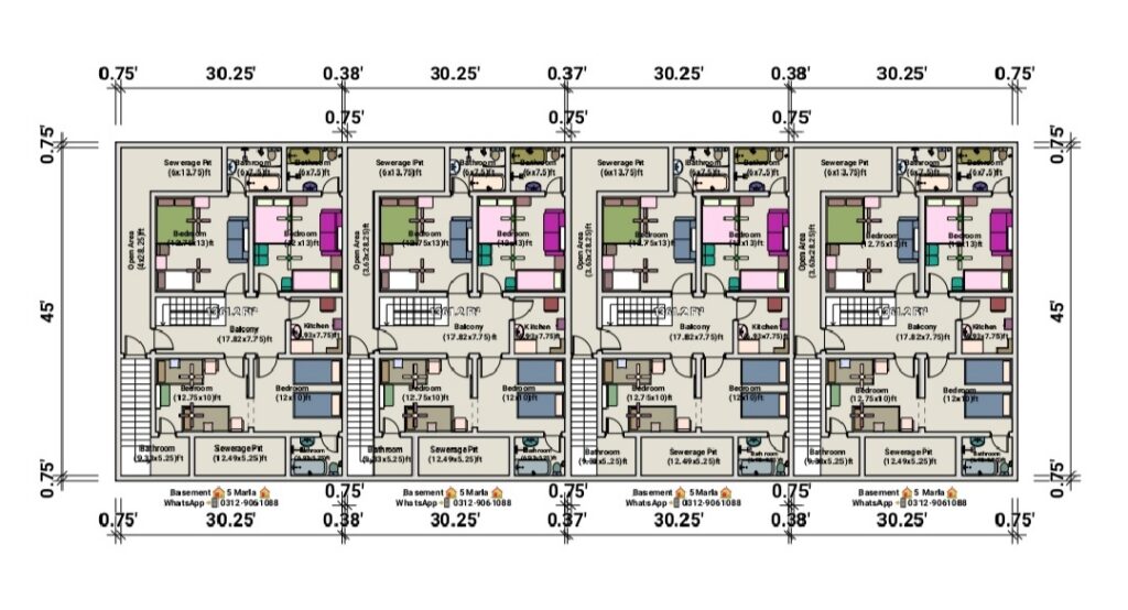 4 No of 5 Marla House 2D Plan [PDF]