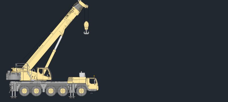 Liebherr Crane LTM 1150-5.3. Dynamic Block DWG + Technical Data PDF.