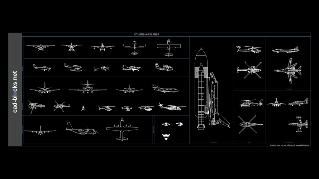 Aircraft CAD Block Collection: Military and Civilian aviation Models