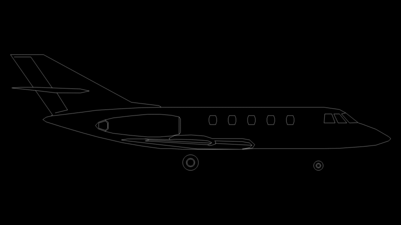 Business Jet Aircraft Side Elevation 2D Block for Aviation Design