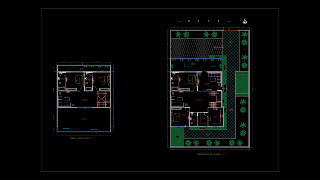 Residential Villa Floor Plans with Landscaped Garden and Pool