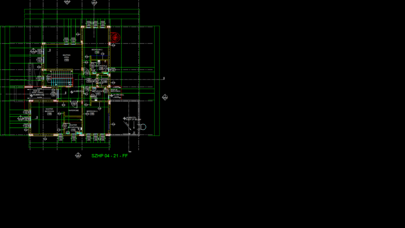 Residential First Floor Plan with Master Suite and Multi-Bathroom Layout