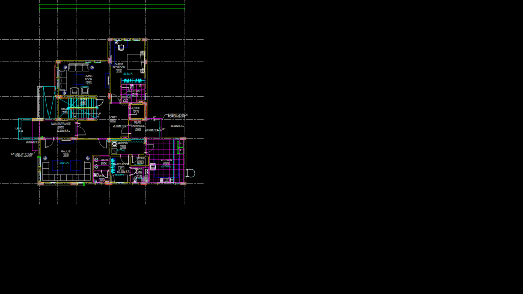 Residential Villa Reflected Ceiling Plan with ACT and Paint Finishes