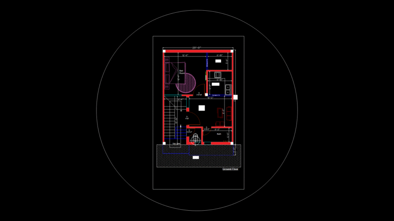 20×27ft Single-Family Residential Ground Floor Plan with Porch