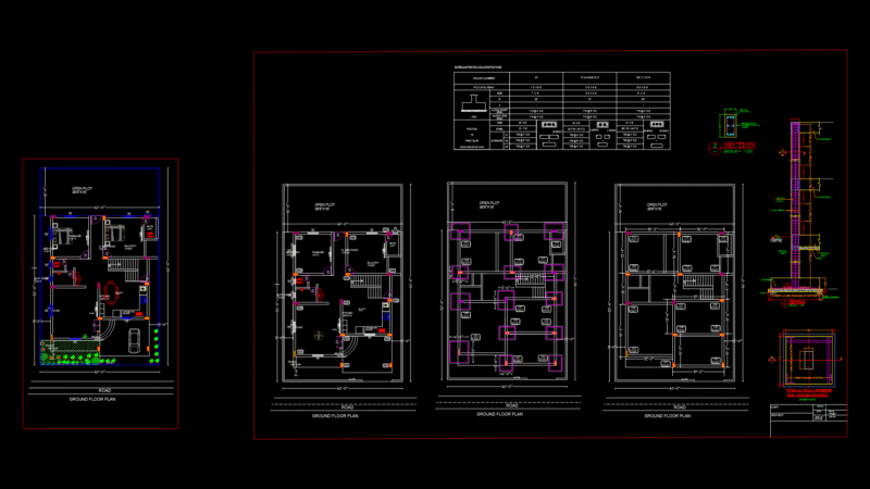 2BHK Residential House Plan with RCC Column & Footing Details
