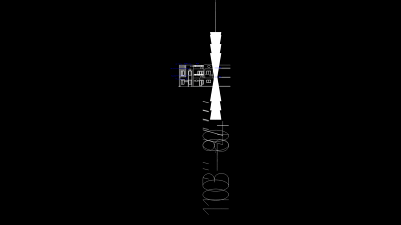 Residential Building Elevation Drawing with Multiple Floor Levels