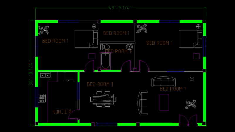 Residential Floor Plan with Multi-Bedroom Layout and Kitchen