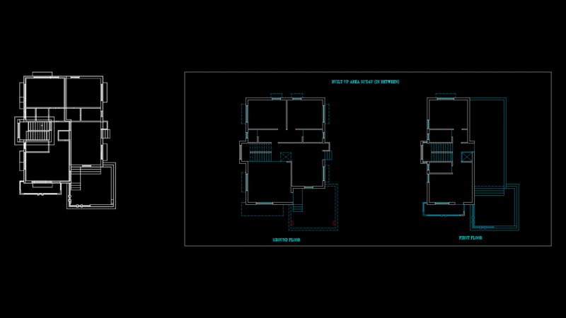 Two-Story Residential Floor Plan with 35’x45′ Built-Up Area