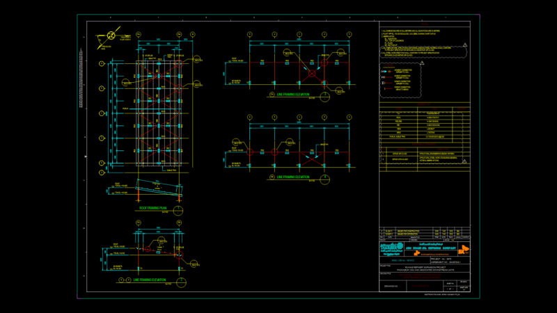 Structural Steel Roof Framing Plan & Elevations for Inergen System shelter