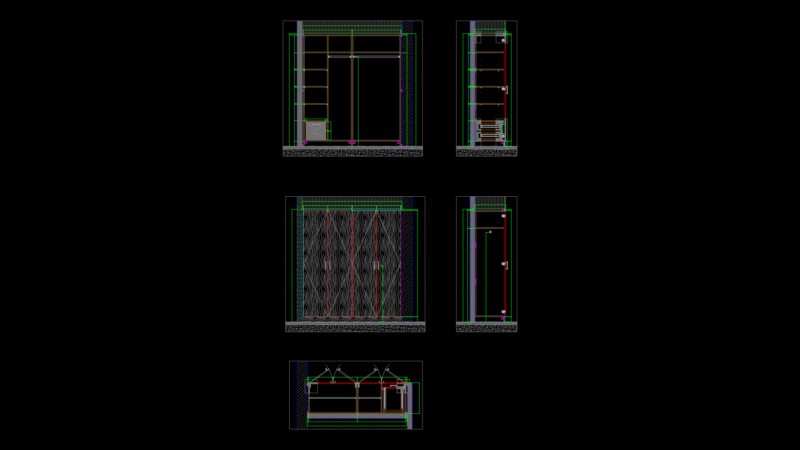 Built-in Wardrobe Detail Sections for Mid-Villa Bedroom